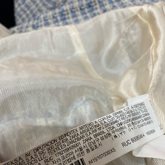 PRE LOVED ZARA TEXTURED PLAID BLAZER DOUBLE BREASTED XS - Picture 9 of 10